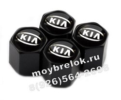 Колпачки на ниппель Киа (черн.фон, шестигр.-черн) комплект 4шт CAP.Kia.HexB.bk - фото 21702