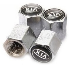 Колпачки на ниппель Киа (черн.фон, шестигр.-хром) комплект 4шт CAP.Kia.Hex.bk - фото 23760