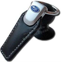 Брелок Субару для ключей кожаный (q-type), выпуклая эмблема - фото 25436