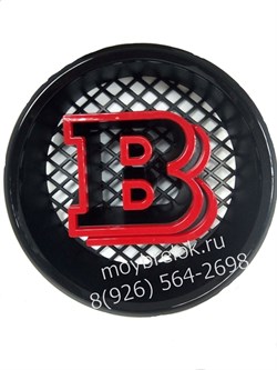 Эмблема Brabus на решетку радиатора Мерседес Хром - красный - фото 25770