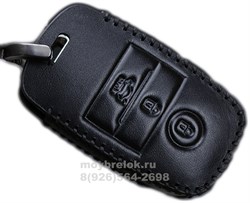 Чехол для смарт ключа Киа кожаный c карабином 3 кнопки CAS.K2.Kia.3k-rnd.Cerato.bk - фото 26179