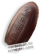Чехол для смарт ключа Инфинити (4 кноп) мягкая натуральная кожа, коричневый