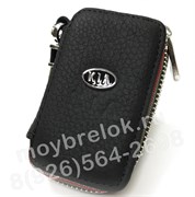 Ключница Киа черная с красной строчкой на застежке на молнии CAS.IN.kia.b-r