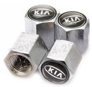 Колпачки на ниппель Киа (черн.фон, шестигр.-хром) комплект 4шт CAP.Kia.Hex.bk