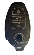 Чехол для смарт ключа Фольксваген Touareg кожаный 3 кнопки, черный