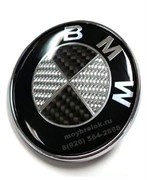 Наклейка БМВ карбон (78 мм) на капот / багажник