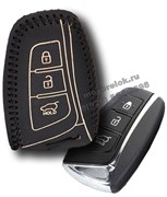 Чехол для смарт ключа Киа кожаный 3 кнопки, ix45 серия, черный CAS.K.Kia-Hyundai.3k-ix45.bk