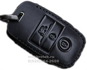 Чехол для смарт ключа Киа кожаный c карабином 3 кнопки CAS.K2.Kia.3k-rnd.Cerato.bk