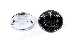 Эмблема БМВ черно-черная на капот / багажник EM.BMW.82.hood.bk2 - фото 18099