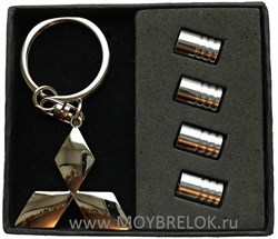 Подарочный набор Митсубиси брелок и комплект ниппелей на диск set.mitsubishi.k+cap - фото 20249