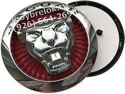 Эмблема Ягуар (70мм) на решетку, ребристая, рестайл (красн.) EM.jaguar.grill.70.NW.rd - фото 21013