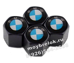 Колпачки на ниппель БМВ (син.фон, шестигр.-черн) комплект 4шт CAP.BMW.HexB.bu - фото 21581