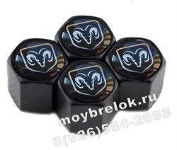 Колпачки на ниппель Додж (черн.фон, шестигр.-черн) комплект 4шт CAP.Dodge.HexB.bk - фото 21631