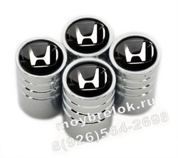 Колпачки на ниппель Хонда (черн.фон, цилиндр) комплект 4шт CAP.honda.Rnd.bk - фото 21668