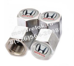 Колпачки на ниппель Хонда (бел.фон, шестигр.-хром) комплект 4шт CAP.Honda.Hex.wh - фото 21672