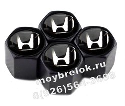 Колпачки на ниппель Хонда (черн.фон, шестигр.-черн) комплект 4шт CAP.Honda.HexB.bk - фото 21674