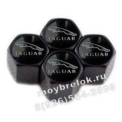 Колпачки на ниппель Ягуар (черн.фон, шестигр.-черн) комплект 4шт CAP.jaguar.HexB.bk - фото 21690