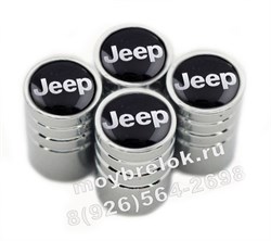 Колпачки на ниппель Джип (черн.фон, цилиндр) комплект 4шт CAP.jeep.Rnd.bk - фото 21693