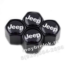 Колпачки на ниппель Джип (черн.фон, шестигр.-черн) комплект 4шт CAP.jeep.HexB.bk - фото 21696