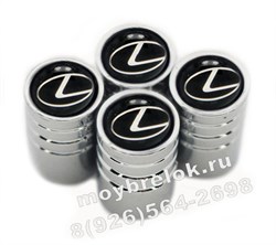 Колпачки на ниппель Лексус (черн.фон, цилиндр) комплект 4шт CAP.lexus.Rnd.bk - фото 21712