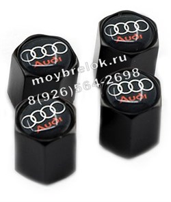 Колпачки на ниппель Ауди (черн.фон, шестигр.-черн) комплект 4шт CAP.Audi.HexB.bk - фото 21798
