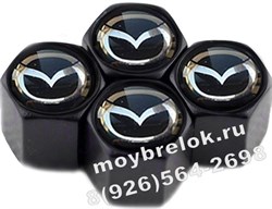 Колпачки на ниппель Мазда (черн.фон, шестигр.-черн) комплект 4шт CAP.Mazda.HexB.bk - фото 21830