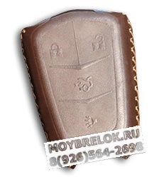 Чехол для смарт ключа Кадиллак (4 кноп) мягкая натуральная кожа, коричневый Cas.K3.Cadillac.4k.brw - фото 23078