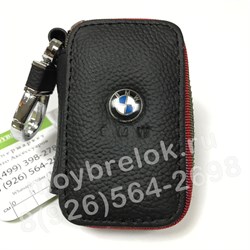 Ключница БМВ черная с красной строчкой на застежке на молнии CAS.IN.bmw.b-r - фото 23440