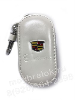 Ключница Кадиллак белая, овальная на молнии CAS.IN.cadillac.wh.rnd - фото 23457