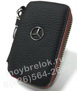 Ключница Мерседес черная с красной строчкой на застежке на молнии CAS.IN.Mercedes.b-r - фото 23521