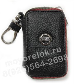Ключница Ниссан черная с красной строчкой на застежке на молнии CAS.IN.nissan.b-r - фото 23532