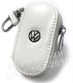 Ключница Фольксваген белая, овальная на молнии CAS.IN.vw.wh.rnd - фото 23541
