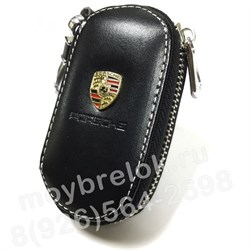 Ключница Порше черная овальная на молнии CAS.IN.porsche.bk.rnd - фото 23548