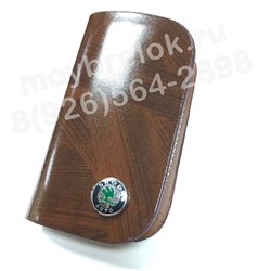 Ключница Шкода коричневая на молнии CAS.IN.skoda.brw - фото 23552
