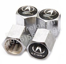 Колпачки на ниппель Акура (черн.фон, шестигр.-хром) комплект 4шт CAP.Acura.Hex.bk - фото 23734