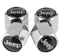 Колпачки на ниппель Джип (черн.фон, шестигр.-хром) комплект 4шт CAP.jeep.Hex.bk - фото 23759