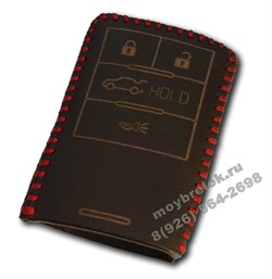 Чехол для смарт ключа Кадиллак кожаный 4 кнопки, красный CAS.K2.cadillac.4k.red - фото 24299