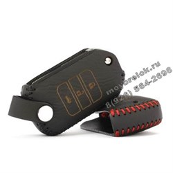 Чехол на выкидной ключ Хонда кожаный 3 кнопки, красный CAS.K2.Honda-sq.3k-drp.red - фото 24318