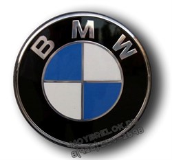 Наклейка БМВ сине-белая (78 мм) на капот / багажник EM.BMW.78.bu - фото 24683