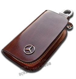 Ключница Мерседес коричневая на молнии CAS.IN.Mercedes.brw - фото 25265