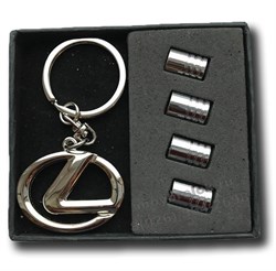 Подарочный набор Лексус брелок и комплект ниппелей на диск set.lexus.k+cap - фото 25523