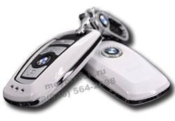 Пластиковый чехол БМВ (белый) с инкрустацией CAS.PLST.bmw.wh - фото 25538