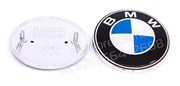 Эмблема БМВ сине-белая на капот / багажник EM.BMW.82.hood.bu