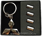 Подарочный набор Митсубиси брелок и комплект ниппелей на диск set.mitsubishi.k+cap