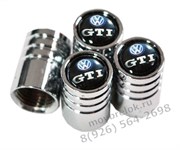 Колпачки на ниппель Фольксваген GTi (черн.фон, цилиндр) комплект 4шт CAP.vw.Rnd.Gti.bk