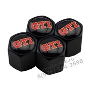 Колпачки на ниппель Фольксваген GTi (шестигр. черн) комплект 4шт CAP.vw.HexB.Gti