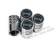 Колпачки на ниппель Вольво (черн.фон, цилиндр) комплект 4шт CAP.volvo.Rnd.bk