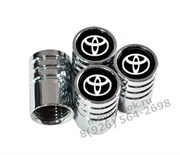 Колпачки на ниппель Тойота (черн.фон, цилиндр) комплект 4шт CAP.toyota.Rnd.bk