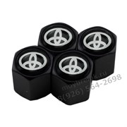 Колпачки на ниппель Тойота (черн.фон, шестигр.-черн) комплект 4шт CAP.toyota.HexB.bk