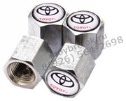 Колпачки на ниппель Тойота (бел.фон, шестигр.-хром) комплект 4шт CAP.toyota.Hex.wh